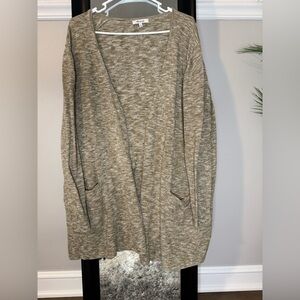 Madewell Heathered Tan Open Front Cardigan